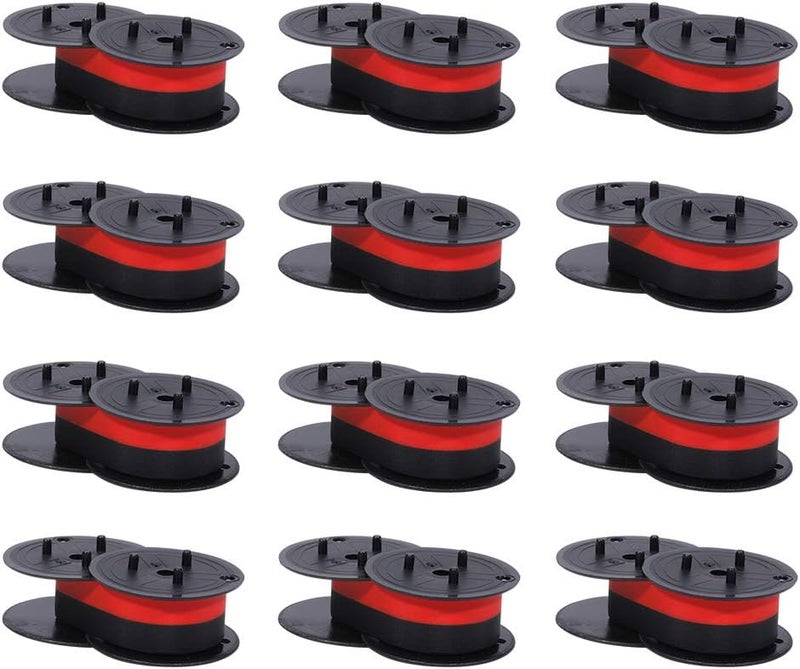 Bigger Replacement for Porelon 11216 Universal Twin Spool Calculator Ribbon for Nukote BR80c, Sharp EL-1197PIII, Dataproducts R3027, Casio DR-210R, Canon MP11DX MP25DV, Black and Red, 12 Pack - Image 1